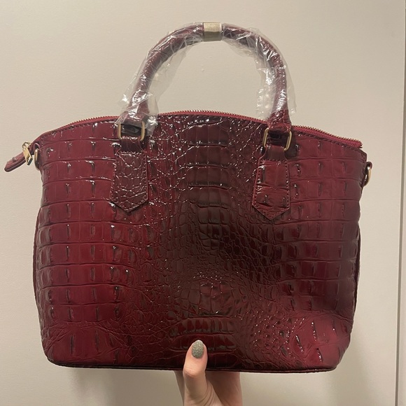 Brahmin Brown Crocodile Satchel Handbag with Removable Strap NWOT - Picture 3 of 7